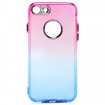 Wholesale iPhone 7 Plus Two Tone Color Hybrid Case (Hotpink Blue)